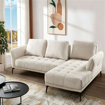 Liten plass L-formet stoffsofa